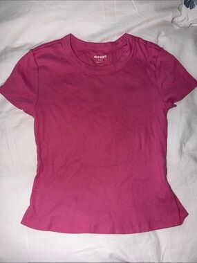Old Navy Pink Ribbed Short Sleeve Crewneck Tee